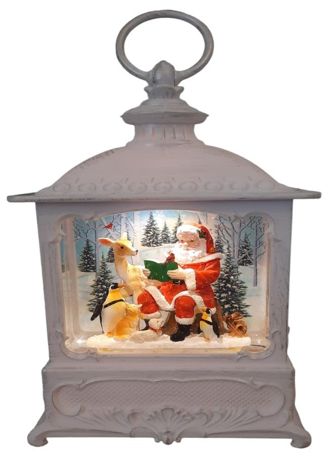 فانوس مائي مضيء من جيرسون إنترناشونال، مقاس 9 بوصات، على شكل كرة ثلجية مع بريق متلألئ متواصل - سانتا مع أصدقاء الحيوانات - Image 1